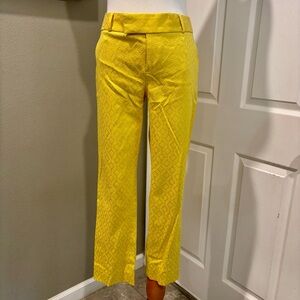 Banana Republic Dress Pants Womens Size 0 Chino Argyle Tapered Stretch Yellow